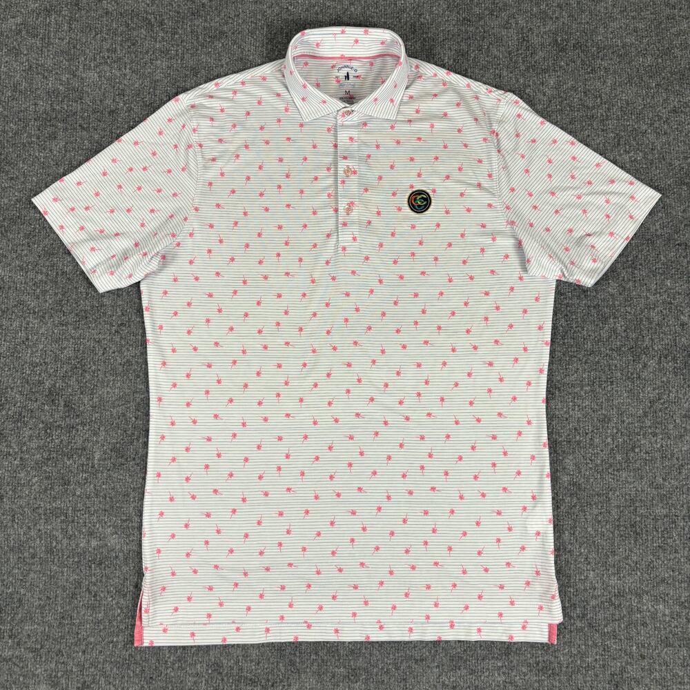 Johnnie-O Golf Polo Shirt Men's Medium Top Shelf Shoulder Pinhole